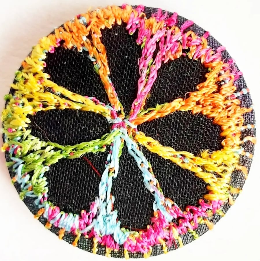 Buttons 1 inch button Hand Dyed Silks and Cottons Free Machine Embroidery Button