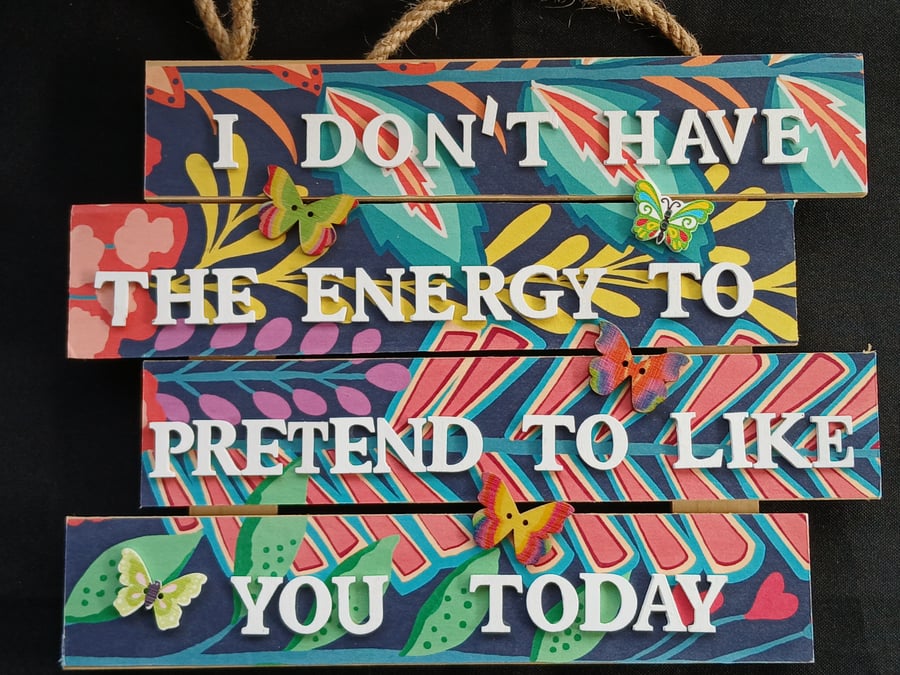 Hand decorated hanging wooden sign 