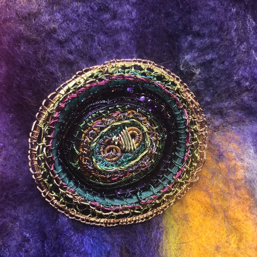 Oval Brooch of recycled materials