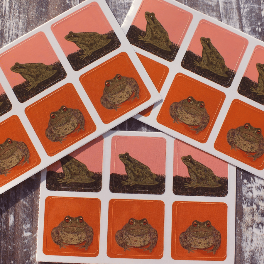 Toad and Frog Envelope Stickers - Set of 6
