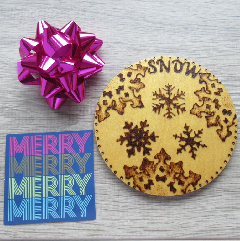 Christmas Coaster  - snowflakes 
