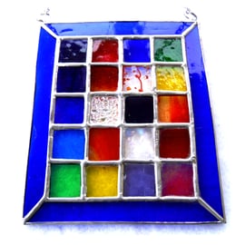 Rainbow Window Stained Glass Suncatcher Handmade Patchwork Geometric 008