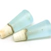 Sparkling Frosted Blue and Ivory Lampwork Cones Beads.