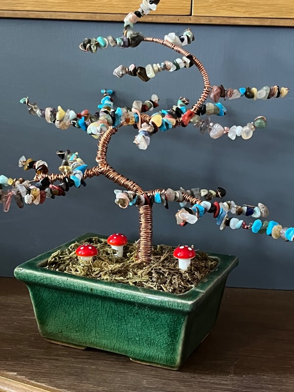 Ornate wire and gem bonsai tree 