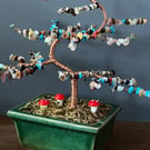 Ornate wire and gem bonsai tree 
