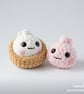 Crochet dumplings in steamer bao buns cute kawaii