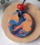 Handmade multi coloured polymer clay round pendant - Image 5