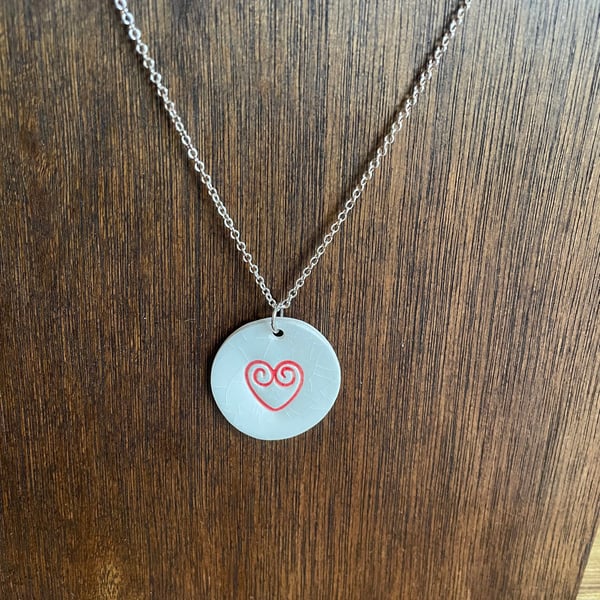 Red heart porcelain necklace