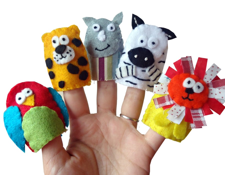 Jungle Animal Finger Puppets, Kids Stocking Filler, Baby Toys