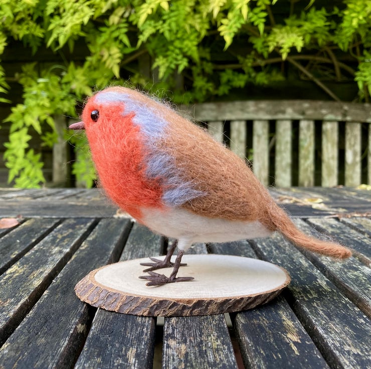 Needle felted robin decoration, woollen sculpture - Folksy