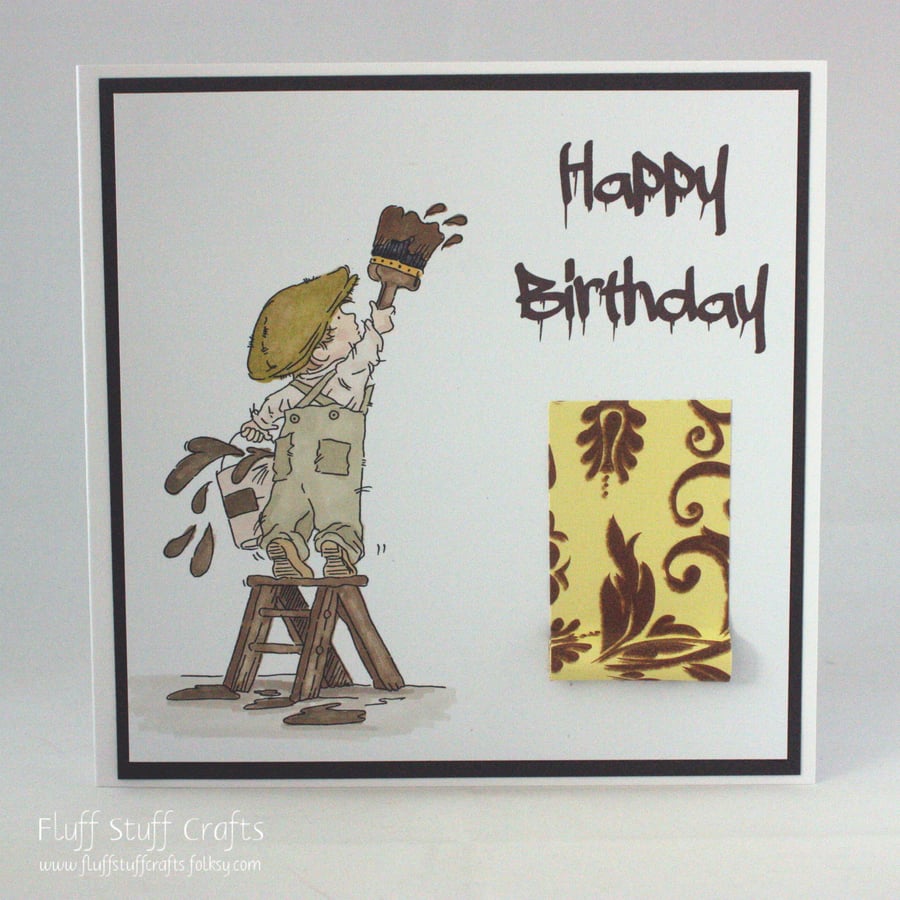 Handmade birthday card - the painter and decorator