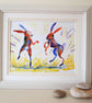 Hares Boxing original painting - Image 3