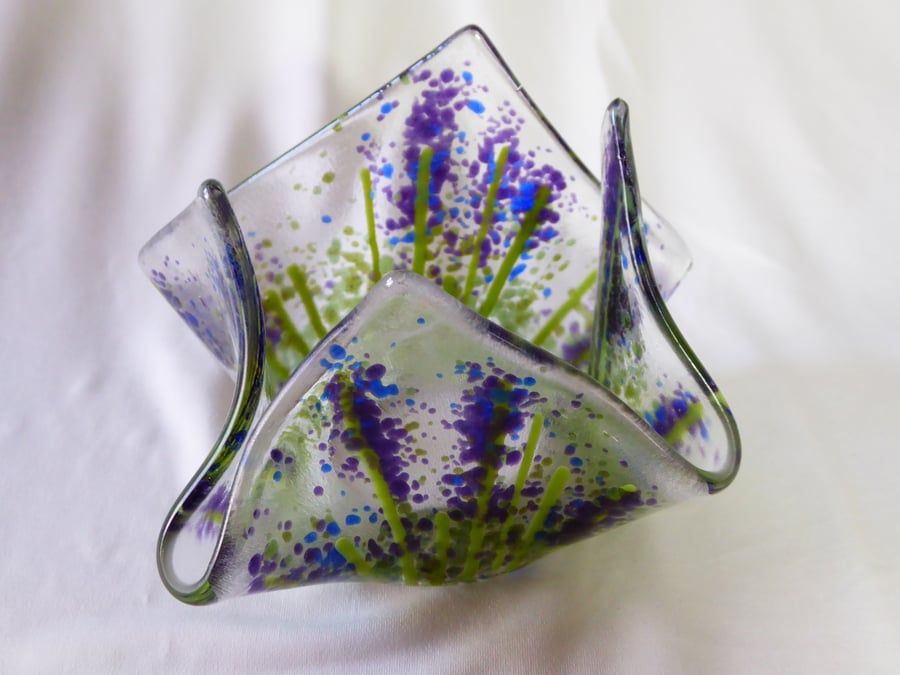 Lavender Fused Glass Tealight Holder
