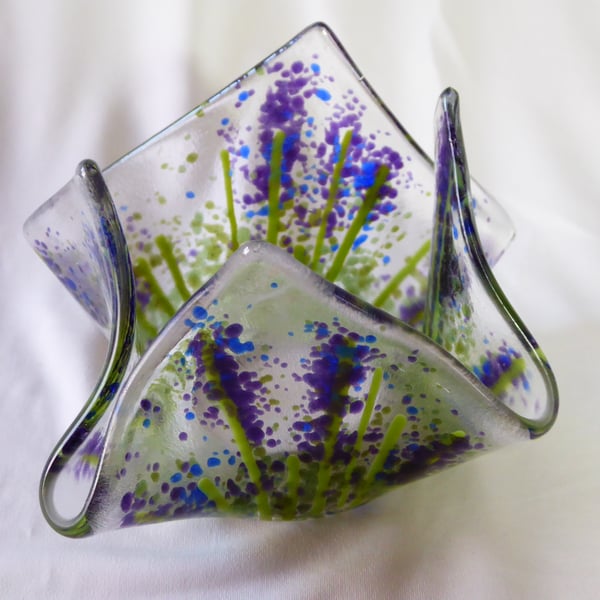 Lavender Fused Glass Tealight Holder