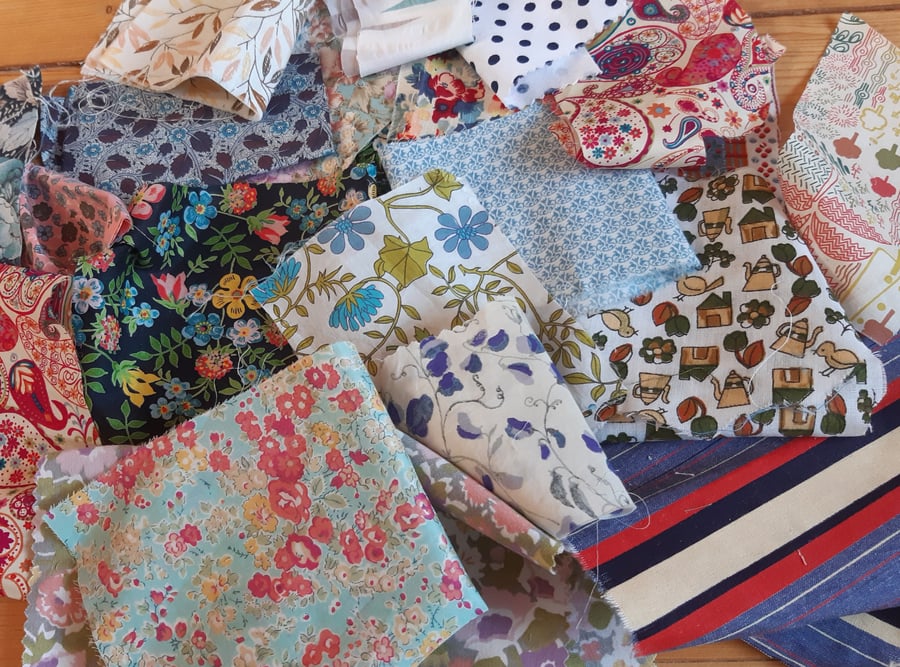 Vintage and Liberty scrap fabric bundle