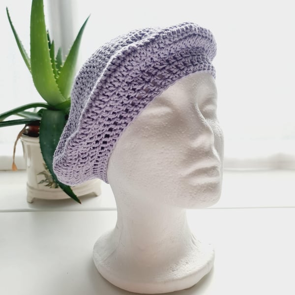 Lilac Cotton Beret Hat