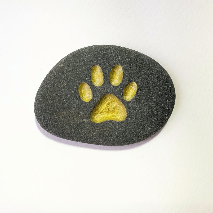 Pet Memorial Stone for Dogs Memorial Gift for Cats Gold Paw Pet Memorial Stone