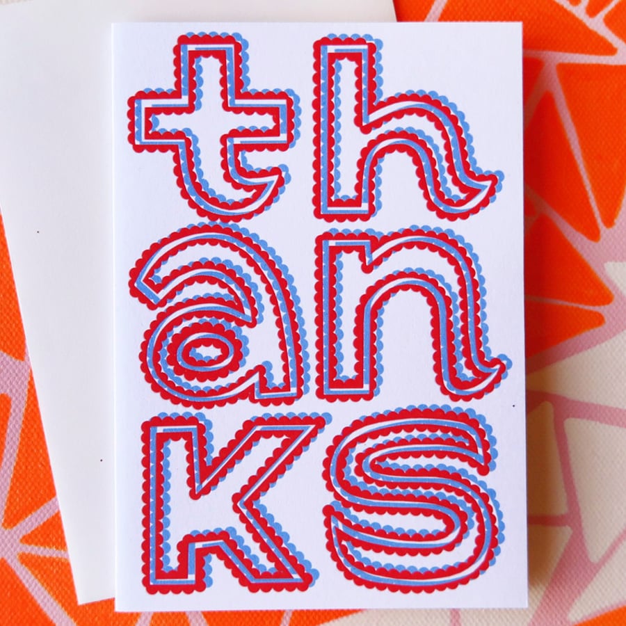 Thanks Card in Red & Blue Typography