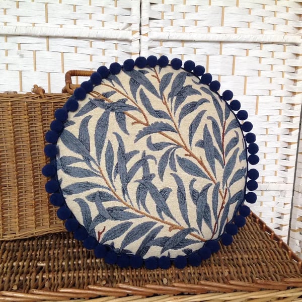 William Morris tapestry cushion, complete round cushion