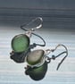 Olive Green Seaham Seaglass Dangling Earrings Sterling Silver 925 - Image 6