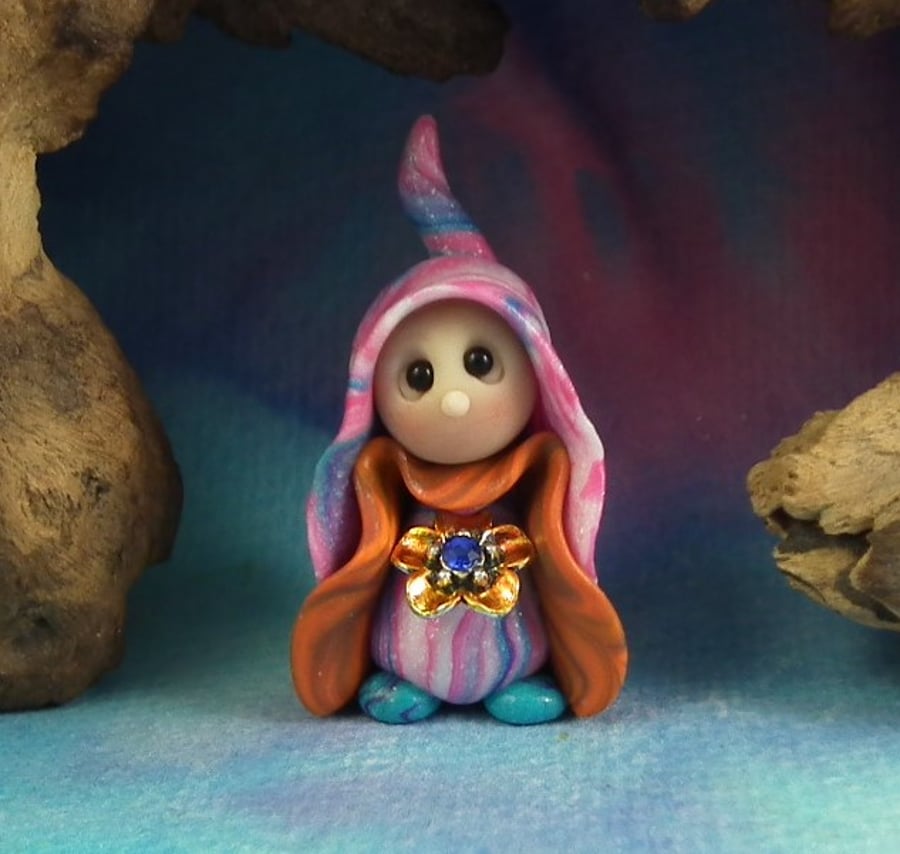 Spring Sale ... Tiny Floral Gnome 'Lunar' OOAK Sculpt by Ann Galvin