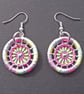 Dorset Button Drop or Dangle Earrings, Made from Variegated Pastel Cotton Thread - Image 1