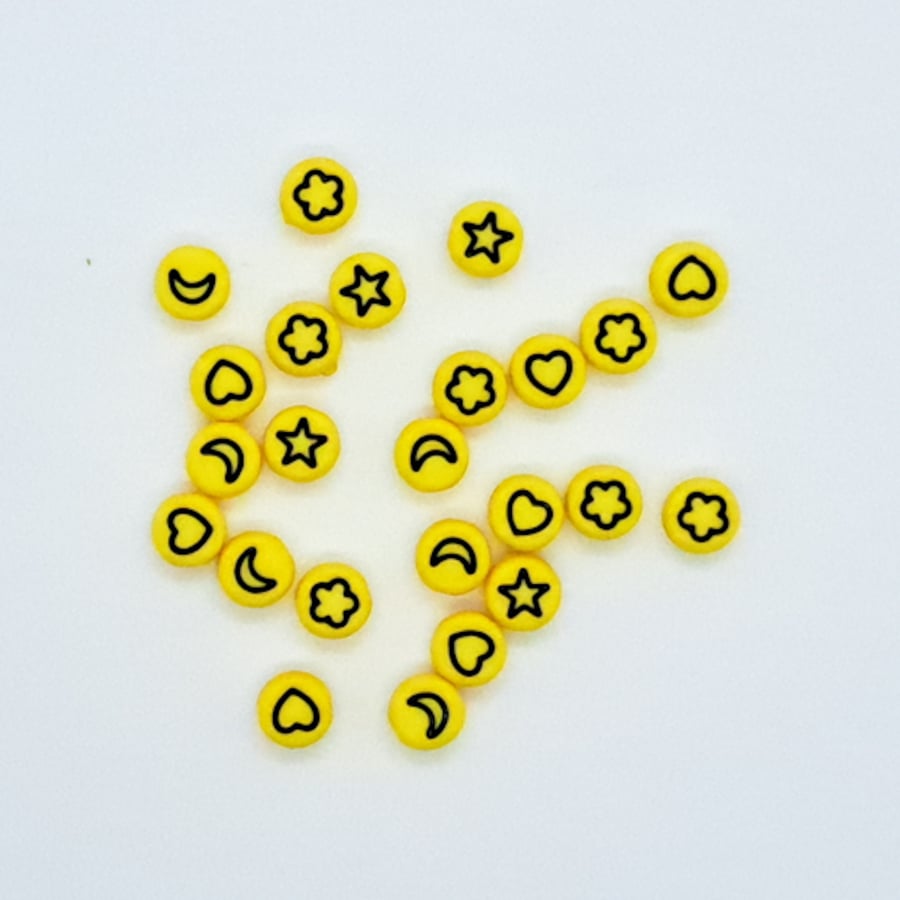 Yellow Smiley Face Bead - 100 Bead Pack