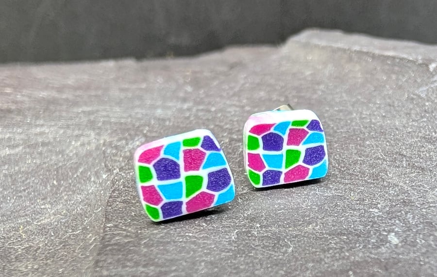 Jewel mosaic look stud earrings 