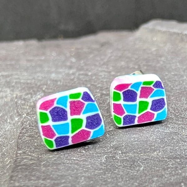 Jewel mosaic look stud earrings 