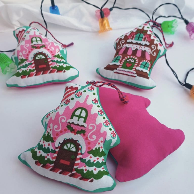 Gingerbread House Christmas Decoration - hanging stuffed ornaments