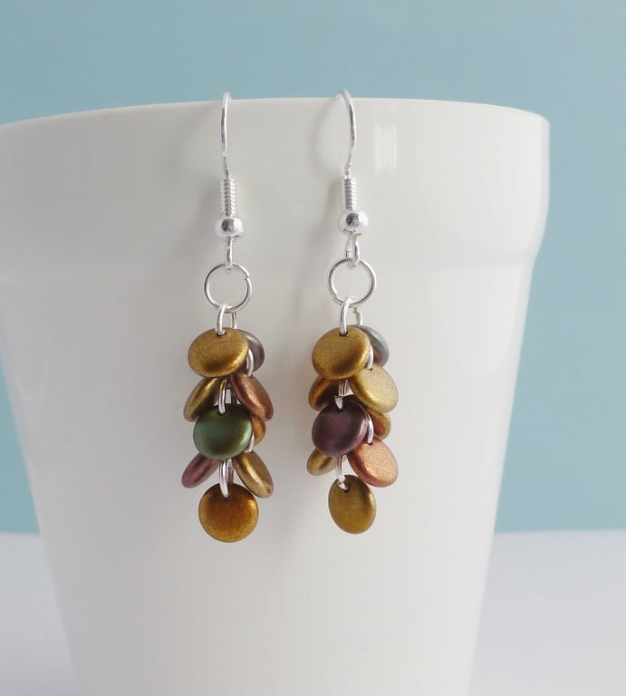 Dragonscale Earrings in shades of Antique Gold