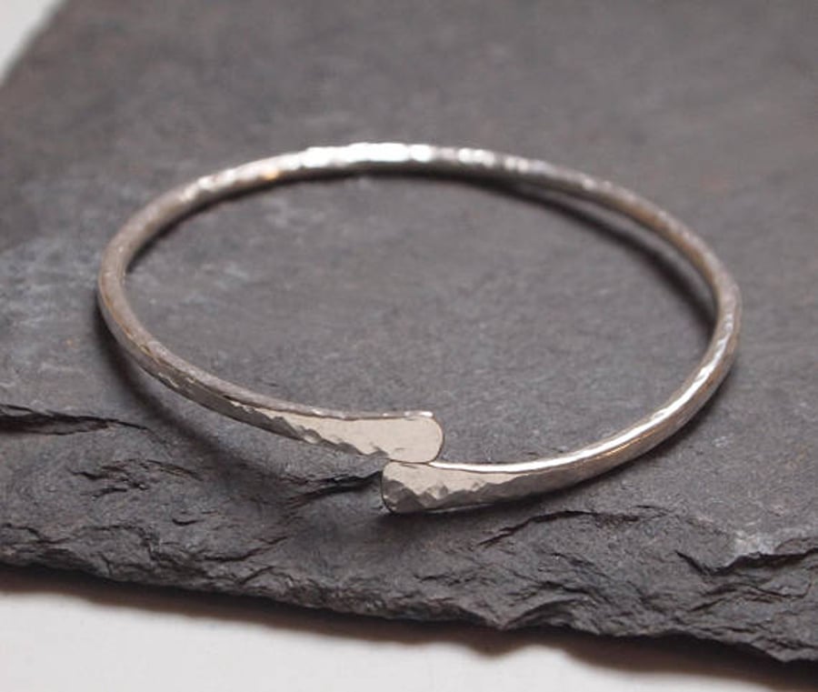 Sterling silver bangle - silver forged bangle