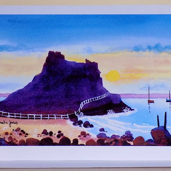 Art Greetings Card, Holy Island, Lindisfarne, Northumberland, Blank inside, a 5