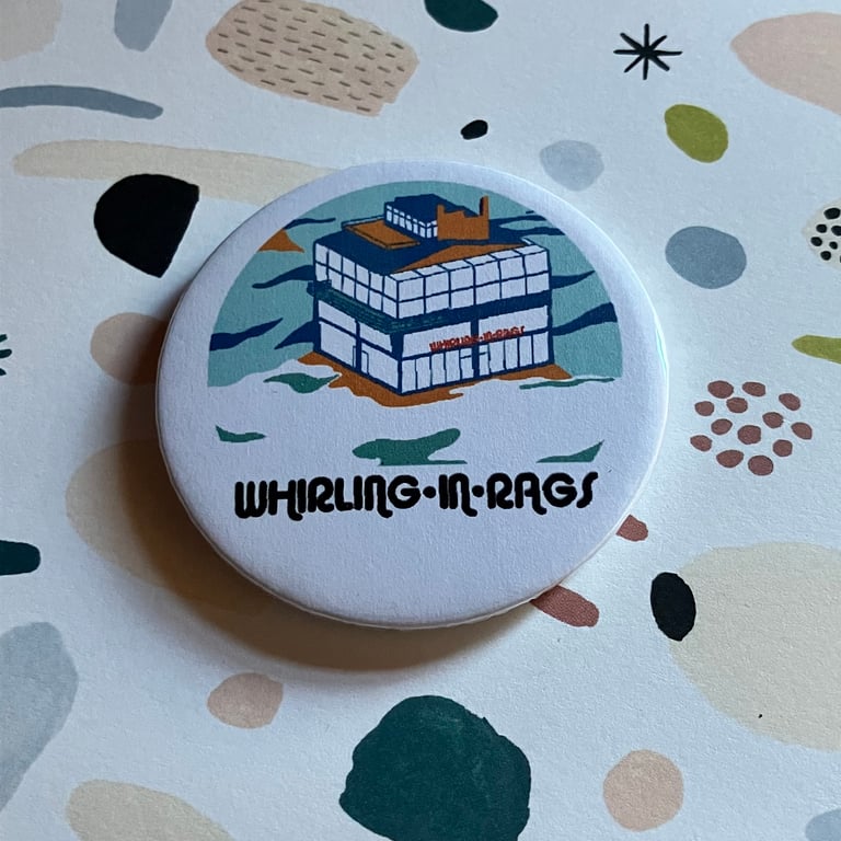 Disco Elysium themed pin badge - Whirling in Rags