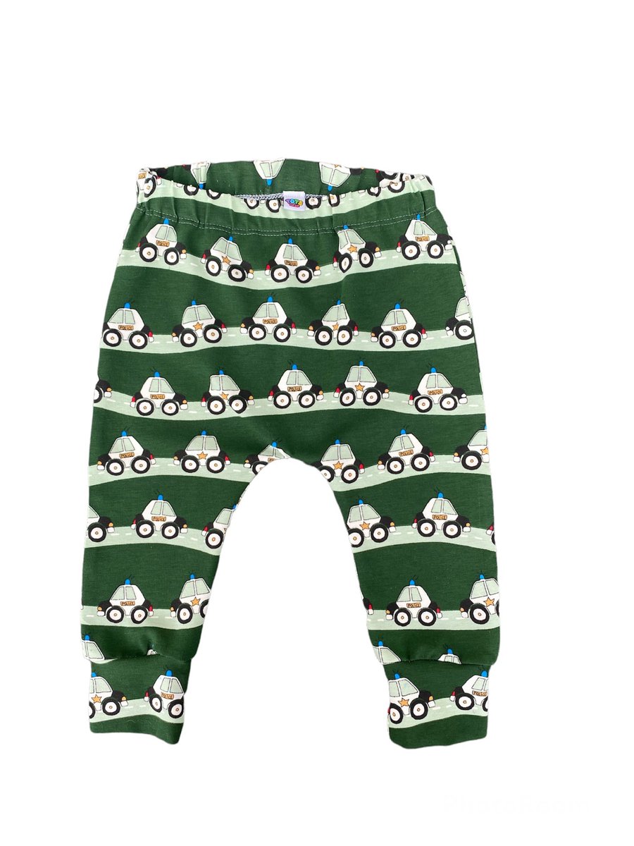 Green Police Car leggings sizes up to 3 yrs