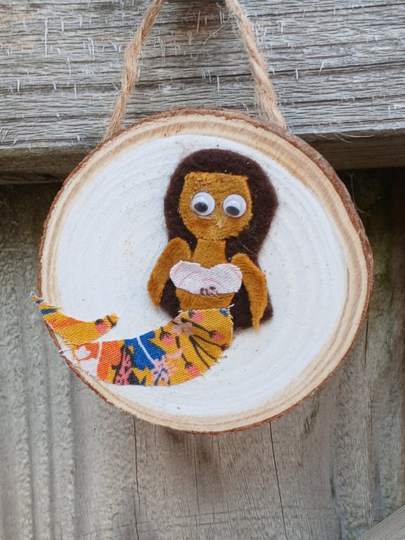 Wooden and fabric mermaid wall art