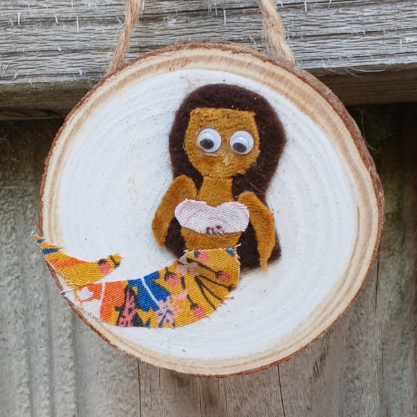 Wooden and fabric mermaid wall art