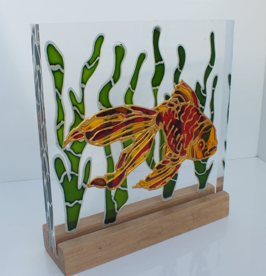 Koi ornament, fish ornament, goldfish sun-catcher, koi painting