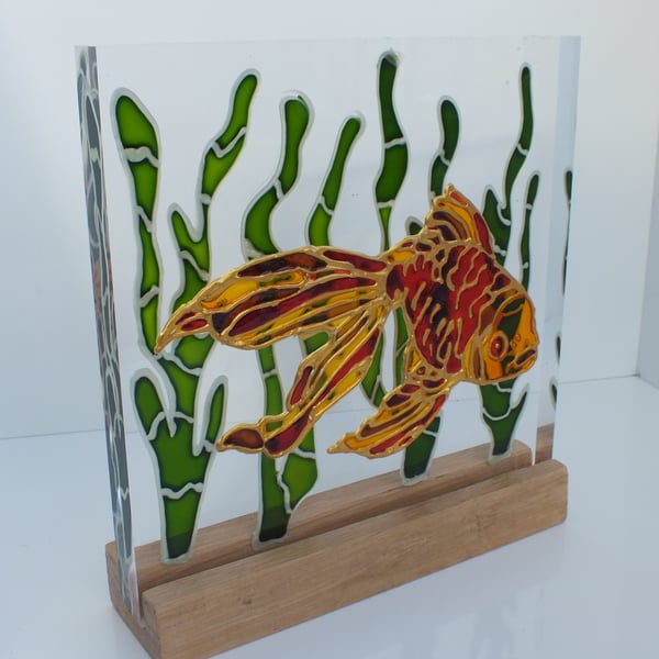 Koi ornament, fish ornament, goldfish sun-catcher, koi painting