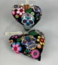 Candy skulls hanging heart set, with loop button and ribbon trim, Handmade - Image 8