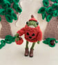 Handmade Knitted Frog in Pumpkin Outfit, Collectible Autumn Frog Toy, Cute Frog - Image 2