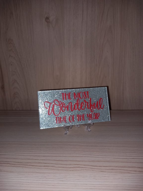 The Most Wonderful Time Of The Year Decorative Subway Tile Glitter Tile On Stand