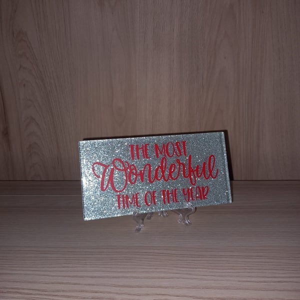 The Most Wonderful Time Of The Year Decorative Subway Tile Glitter Tile On Stand