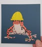 Strawberry Poison Frog with Builders hat - 12cm x 12cm print - Image 2