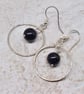 Blue Goldstone and Sterling Silver Hoop Earrings - Image 3
