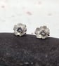 sterling silver flower & crystal earrings - two in one stud earrings - Image 1