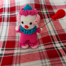 Pomelo - handmade crochet amigurumi clown doll with standing balloon - OOAK!