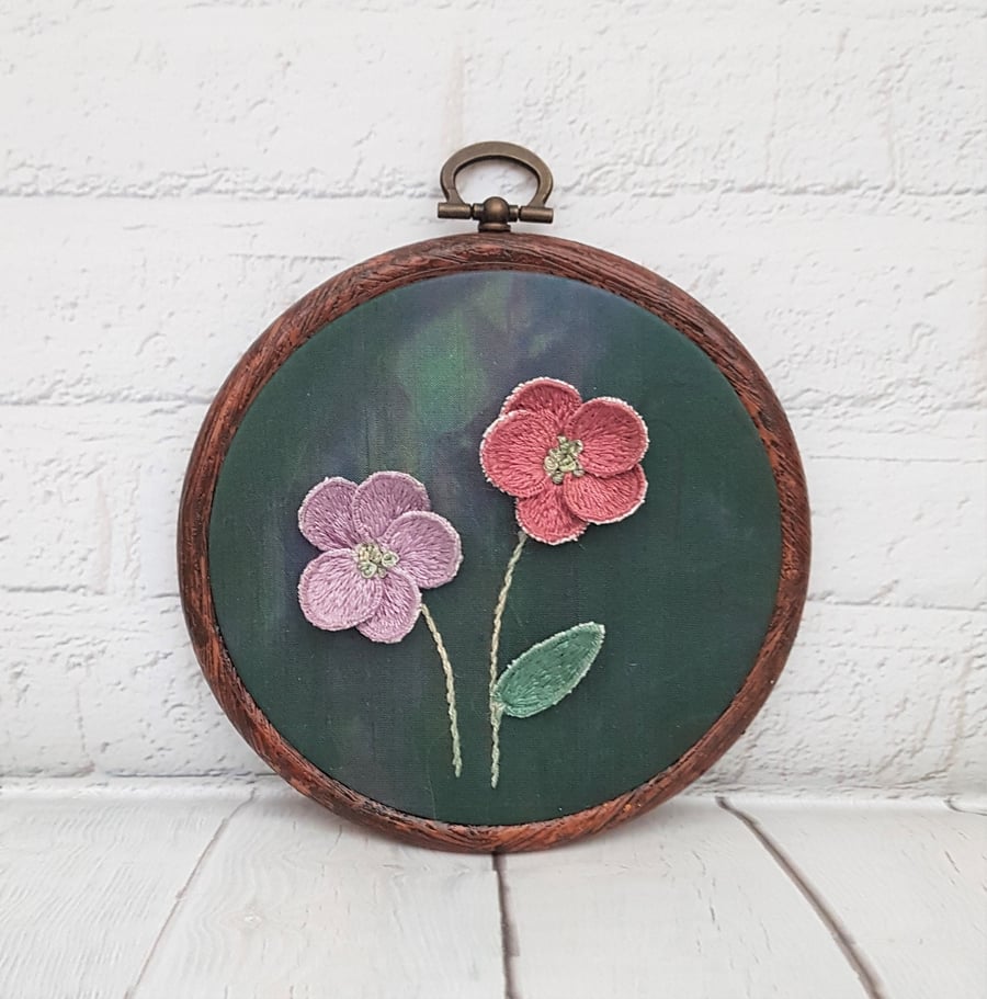 Stumpwork Flowers Hand Embroidery 3D Hoop