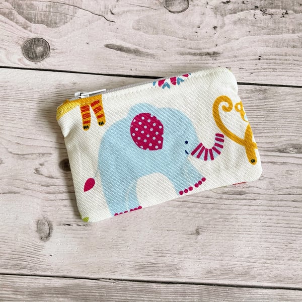 Animal themed cotton fabric zipped coin purse, gift card pouch, card holder.