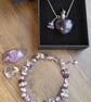 Amethyst Heart Diffuser Necklace & Quartz Chip Bracelet Set, Celestial Lavender - Image 5